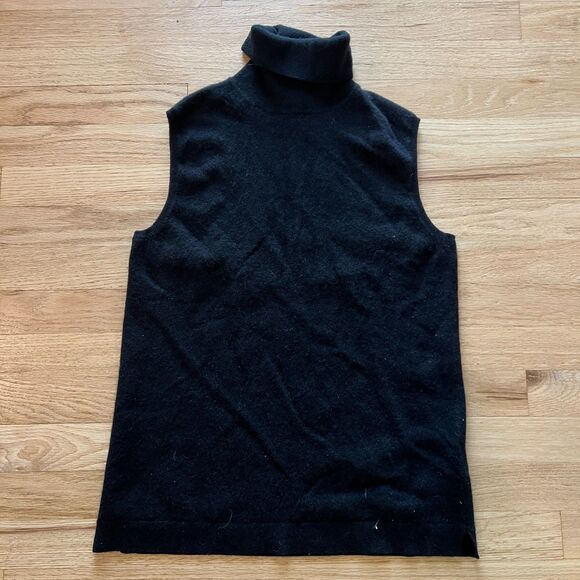 Neiman Marcus Cashmere Collection 100% Cashmere Black Sleeveless Turtleneck  Med - Picture 1 of 12